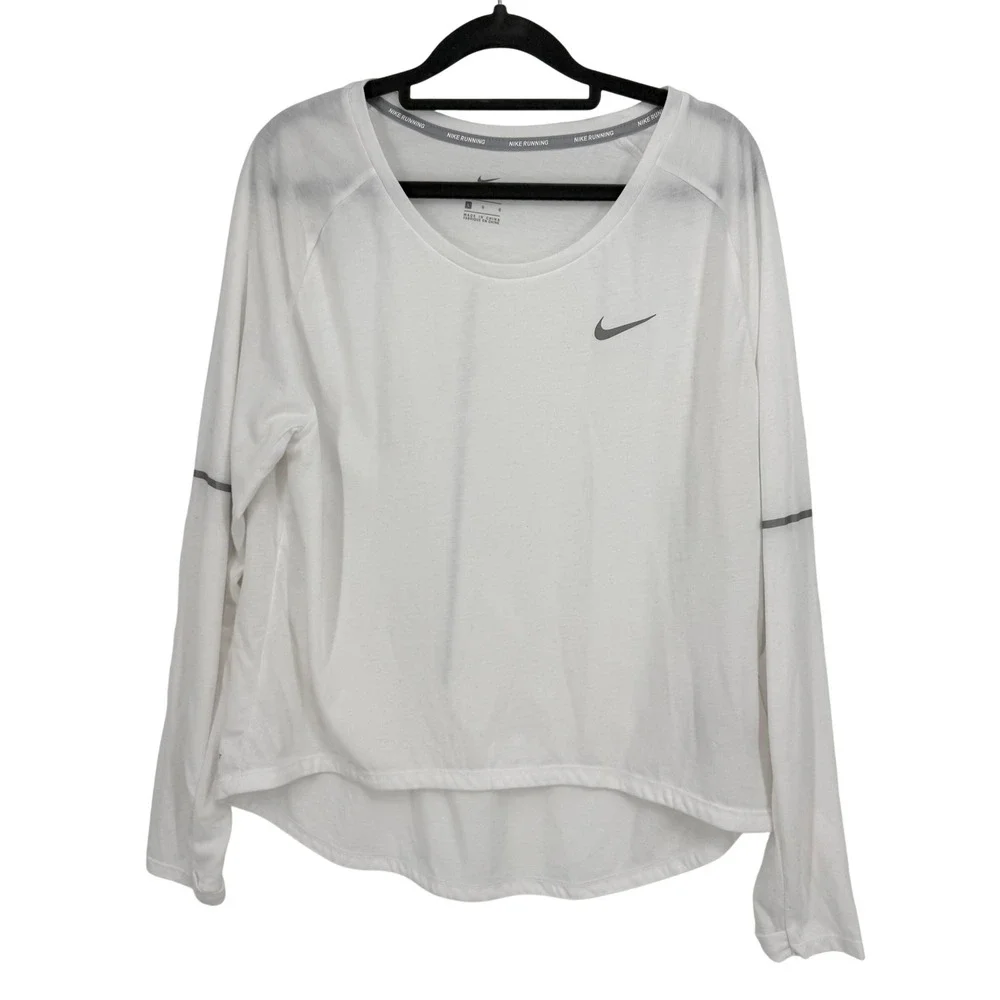 Nike Dri-FIT Running‎ Top Womens Large White Excellent Reflective AJ4662-100